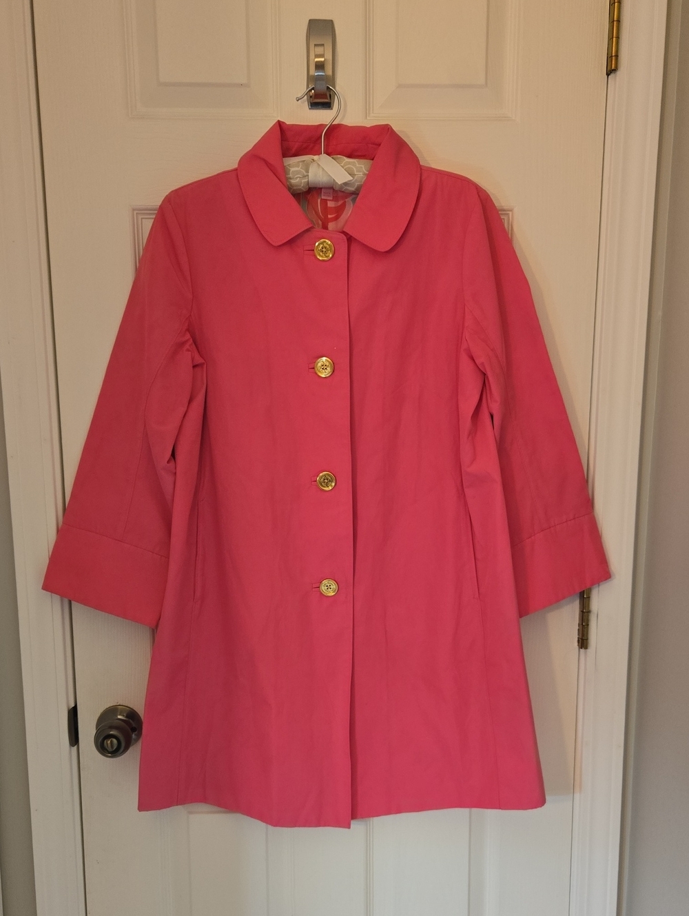 Lilly Pulitzer Bright Pink Single-Breasted Trench Coat
